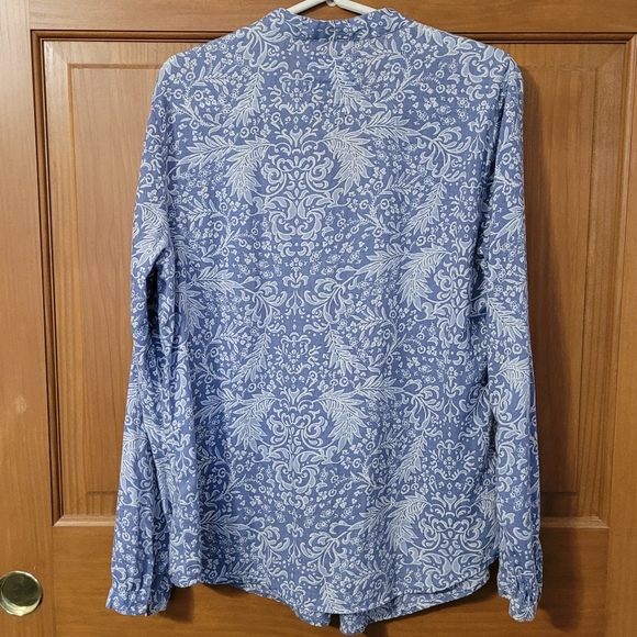 Malvin Hamburg Germany I Love Linen Womens  XL 100% Linen Top Blue White - Picture 2 of 8